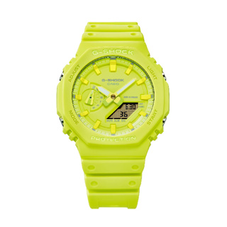 CASIO卡西歐 GA-2100-9A9 ITZY CHAERYEONG同款單色美學霓光黃時尚腕錶 45.4mm