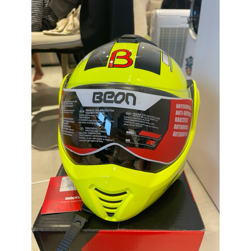 Beon t-702 全罩式安全帽 亮黃/白紅 XL 現貨即發 適合59-60cm