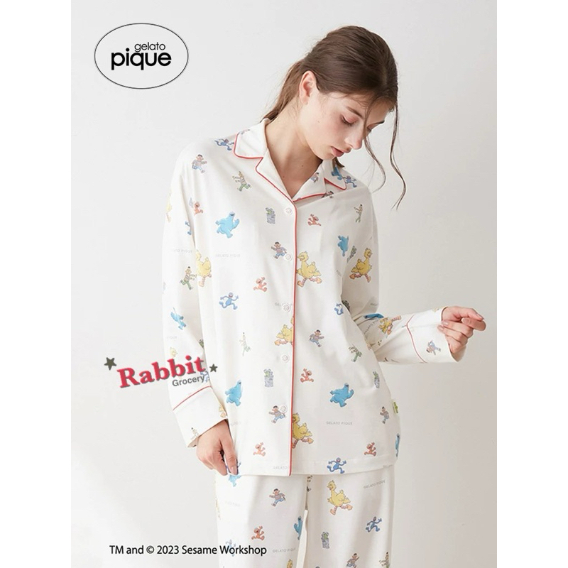 🎉小兔雜貨🐰🎉日本Gelato pique 芝麻街sesame street 聯名滿版純棉襯衫居家睡衣