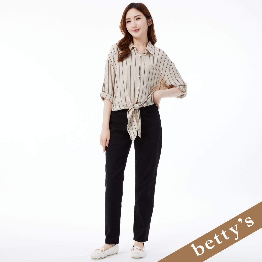 betty’s貝蒂思(25)內刷毛顯瘦直筒長褲(黑色)