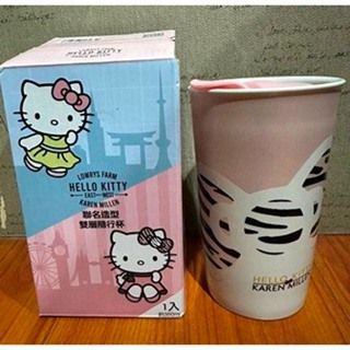 7-11三麗鷗Hello Kitty聯名造型雙層陶瓷隨行杯(蝴蝶結款)