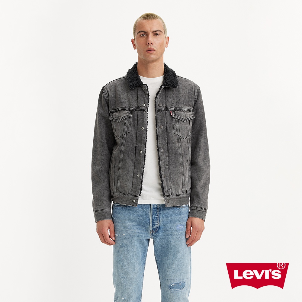 Levis 毛領牛仔外套 / Type3經典修身版型 / 精工灰黑石洗 男款 16365-0183 熱賣單品