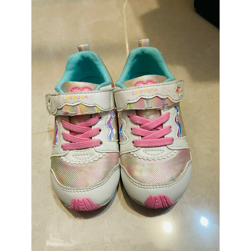（二手約8.5至9成新-女童）MOONSTAR 月星 童鞋夢幻運動系列競速鞋(白) 16cm