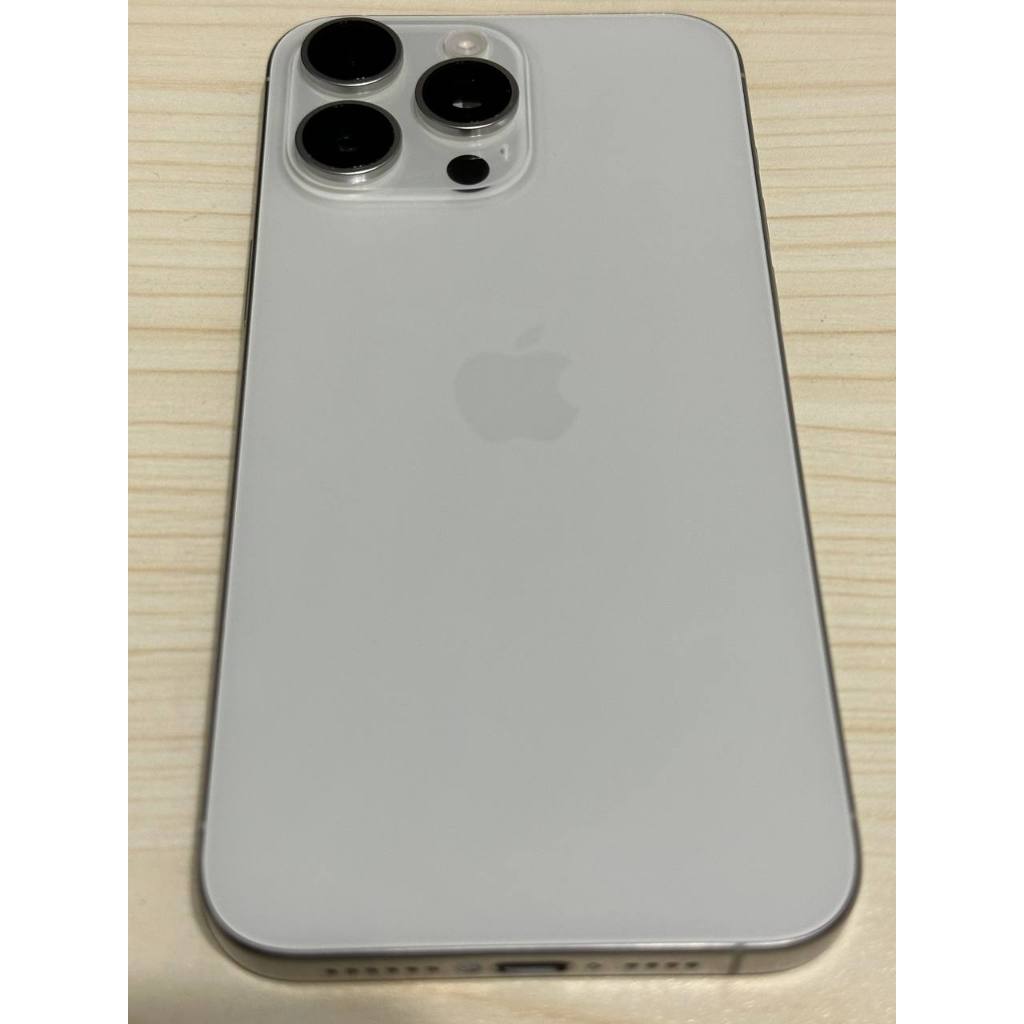 iPhone 15 Pro Max 256G 白色 外觀極新 原廠保固 極地MagSafe冰岩殼+玻璃貼