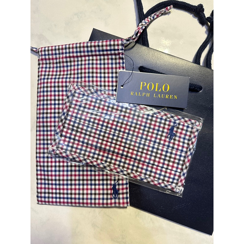Polo Ralph Lauren 經典細格紋口罩及附上口罩袋