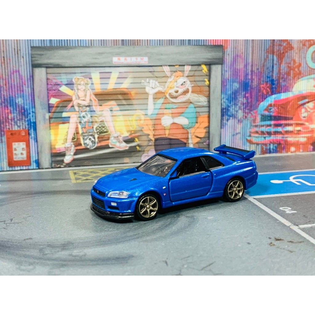 ★TOMICA-T06-無盒二手-PRM NISSAN GTR R34 V-SPEC 藍