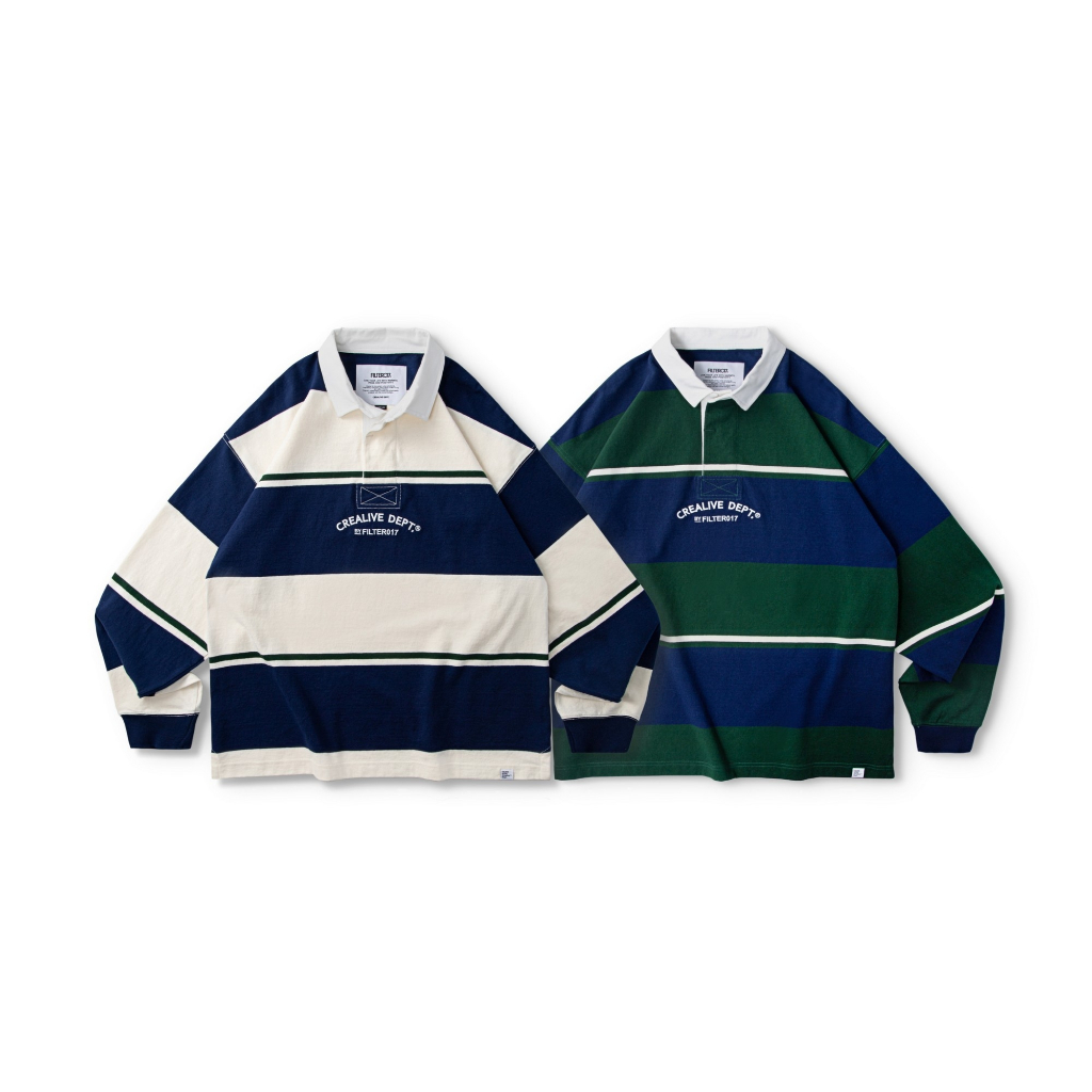 光環城堡【 FILTER017 】Stripe Rugby Shirt  條紋英式橄欖球衫 (深藍/米白、深藍/綠)