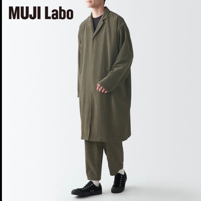 MUJI LABO 燈芯絨 寬版 長版 襯衫 大衣 L-XL 棕色 / 燈心絨 無印良品