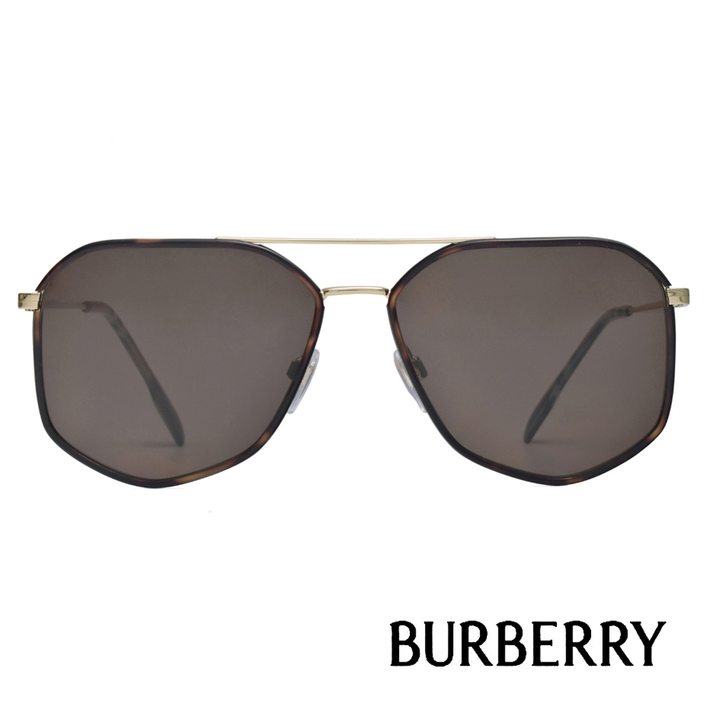 BURBERRY 太陽眼鏡 B3139 110973 雙槓多邊框飛官款 - 金橘眼鏡