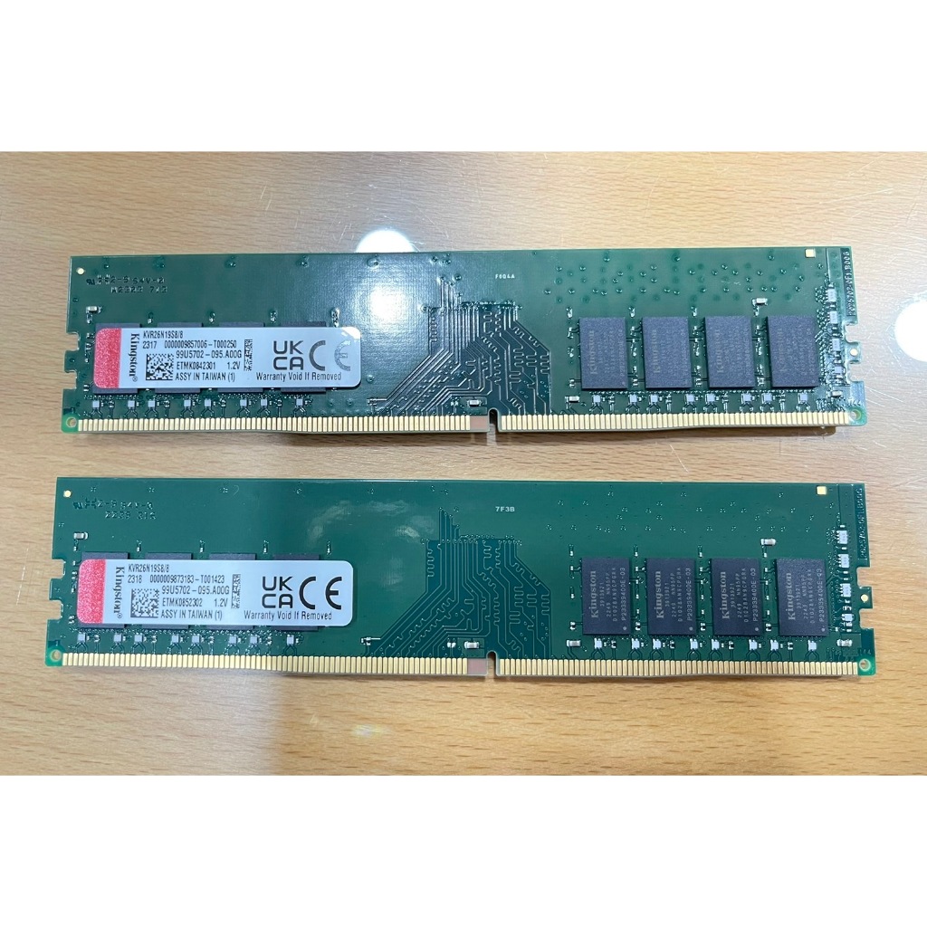 Kingston 8GB DDR4 2666 桌上型記憶體(KVR26N19S8/8) 二手良品 設備更新汰換