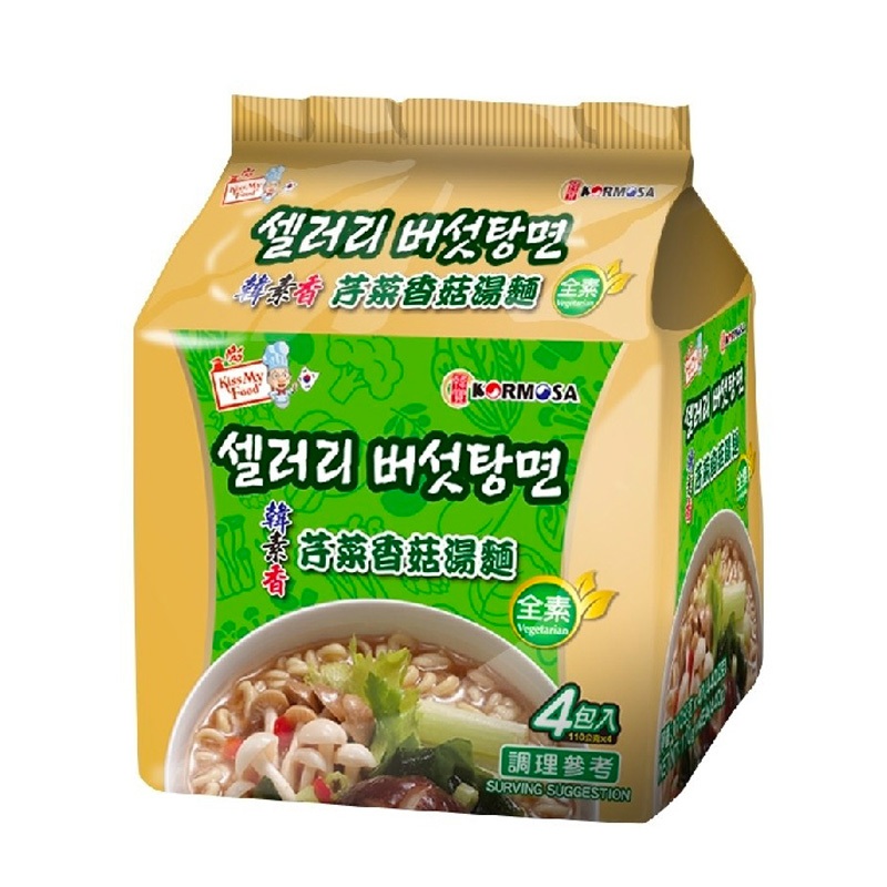 韓國 韓素香 芹菜香菇湯麵 素食麵 全素 泡麵 芹菜 香菇 麵 韓式湯麵 韓寶 素麵