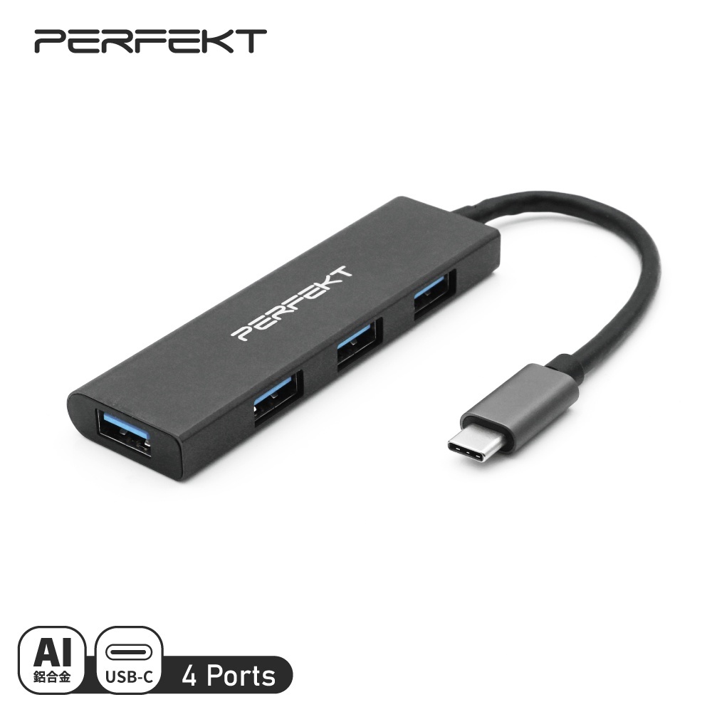 PERFEKT Type C 4口 HUB 集線器 Macbook M1 M2 晶片