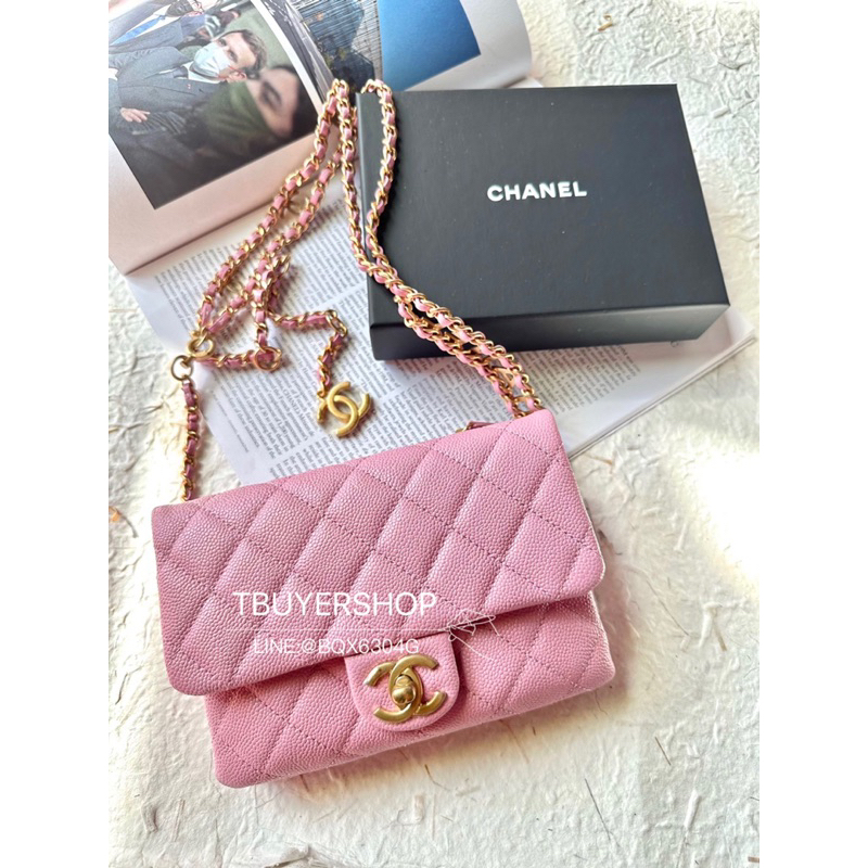 [Tbuyershop] 台灣現貨🍀 Chanel 粉色 金扣 荔枝皮 多合一包 可當胸包/腰包