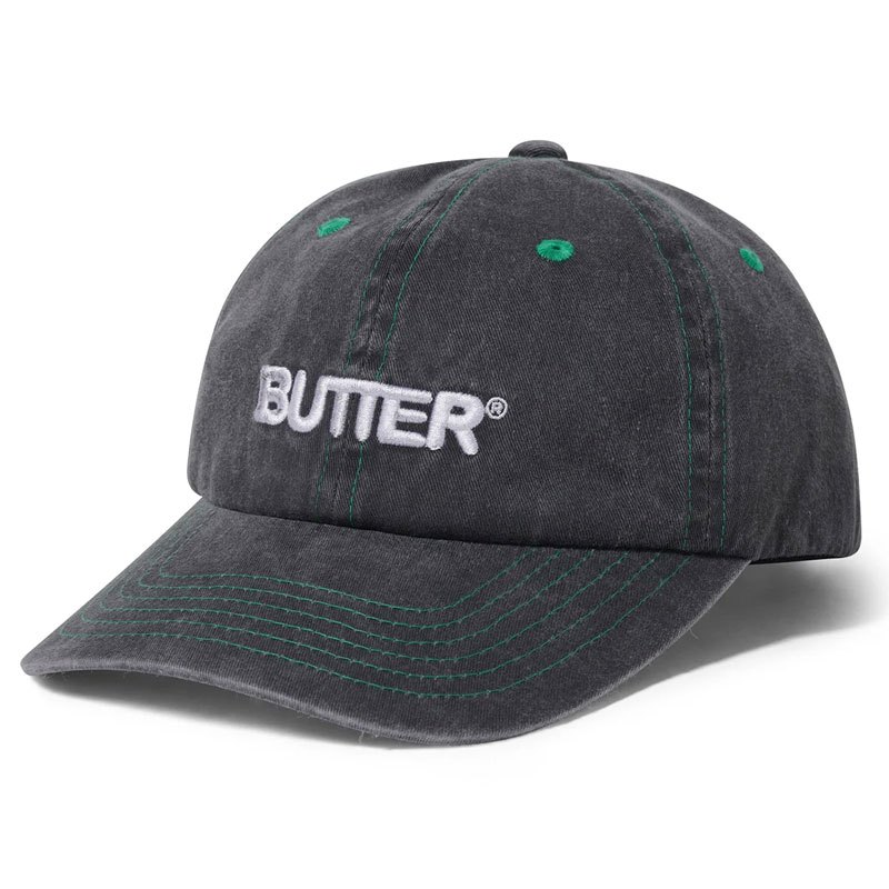 BUTTER GOODS E11200 ROUNDED LOGO 6 PANEL CAP 老帽 / 棒球帽 (水洗黑色)