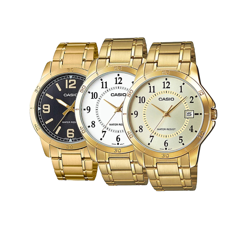 【WANgT】【CASIO 卡西歐】MTP-V004G CASIO手錶 石英錶 金錶 黑面金錶 白面金錶 鋼帶錶