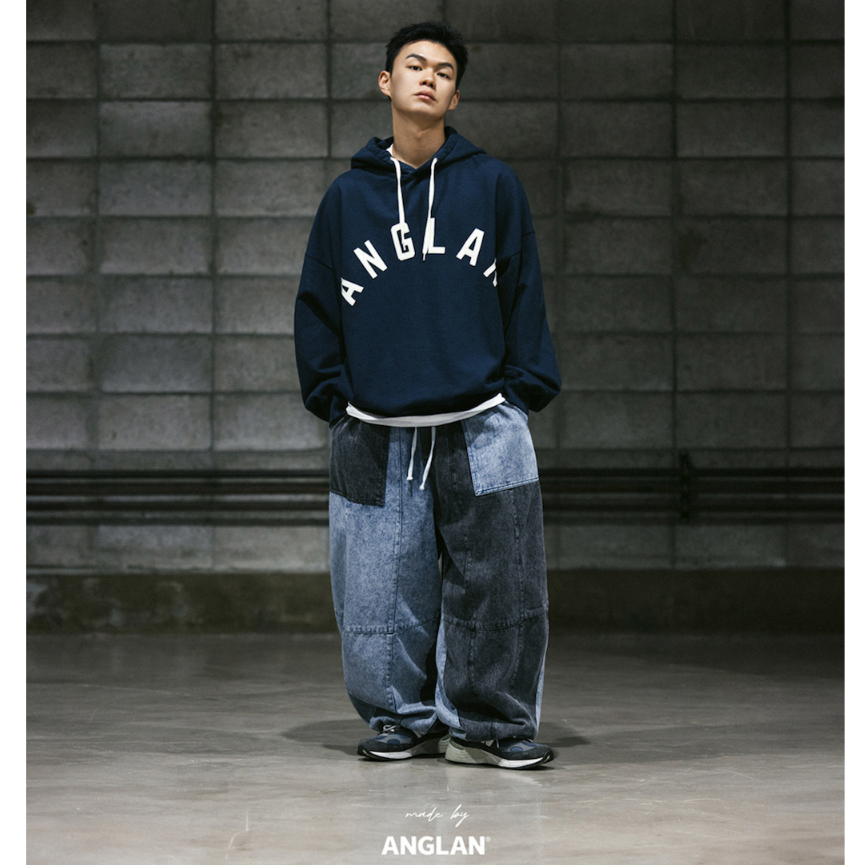 現貨 ANGLAN 單寧水洗拼接 氣球褲 長褲 Denim Mix Fatigue Balloon Pants