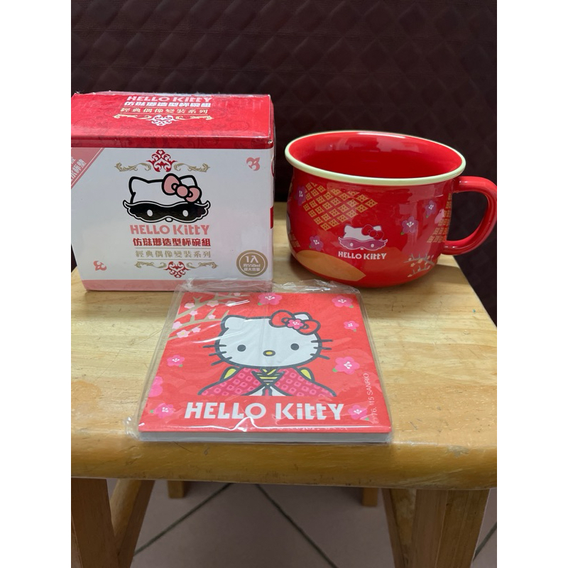 Hello Kitty  造型杯碗組 陶瓷碗 杯墊