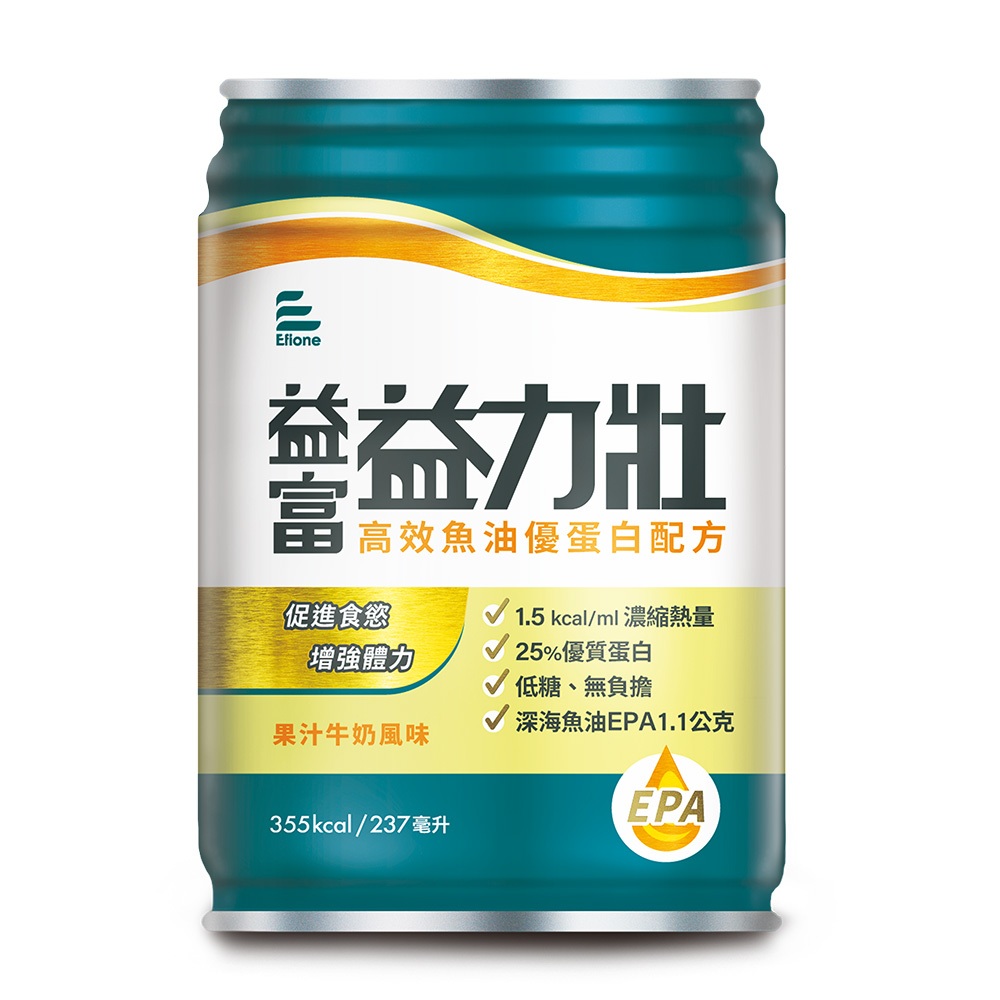 [送2罐]益富 益力壯 高效魚油優蛋白配方-果汁牛奶風味 (237ml/24罐/箱)【杏一】