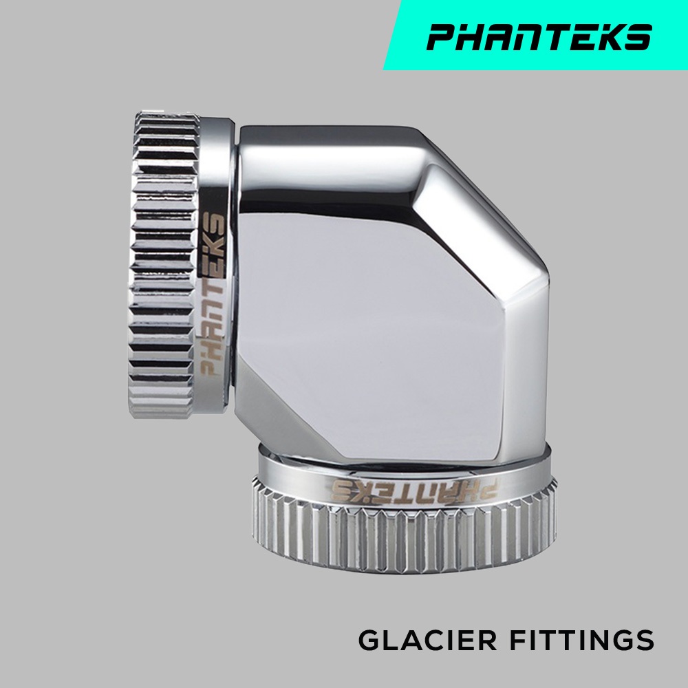 Phanteks 追風者 PH-A90_CR16 G1/4 16mm硬管對硬管90度接頭 – 銀色
