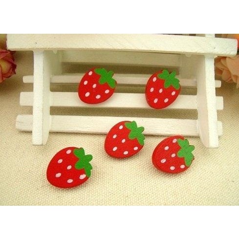 ➤ 紅色小草莓木釦 DIY拼布手作材料