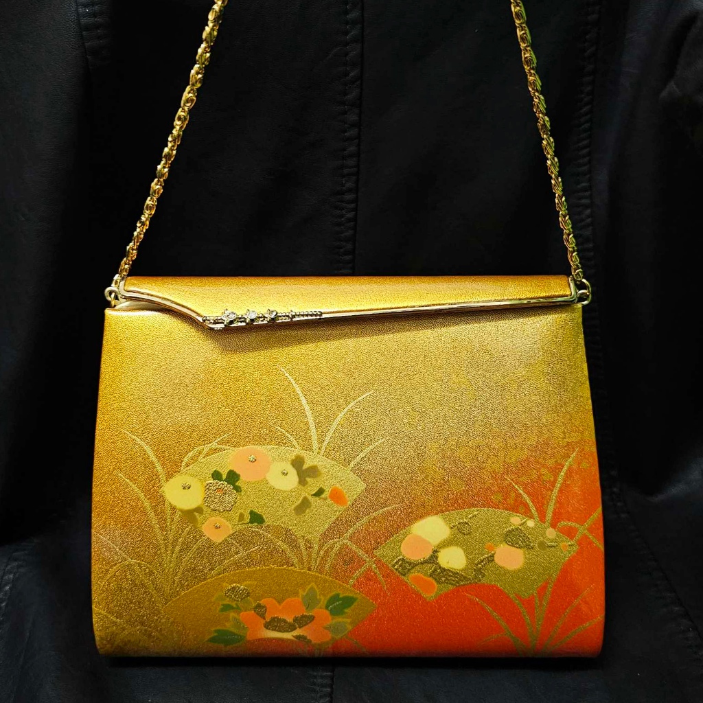 墨府〈日本提包〉日本進口 金橘 手提包 開蓋 和風小物 配件 日本原產 古物 古著 墨府