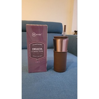 美國HYDY兩用隨行保溫杯 450ml 摩卡-古銅金 全新