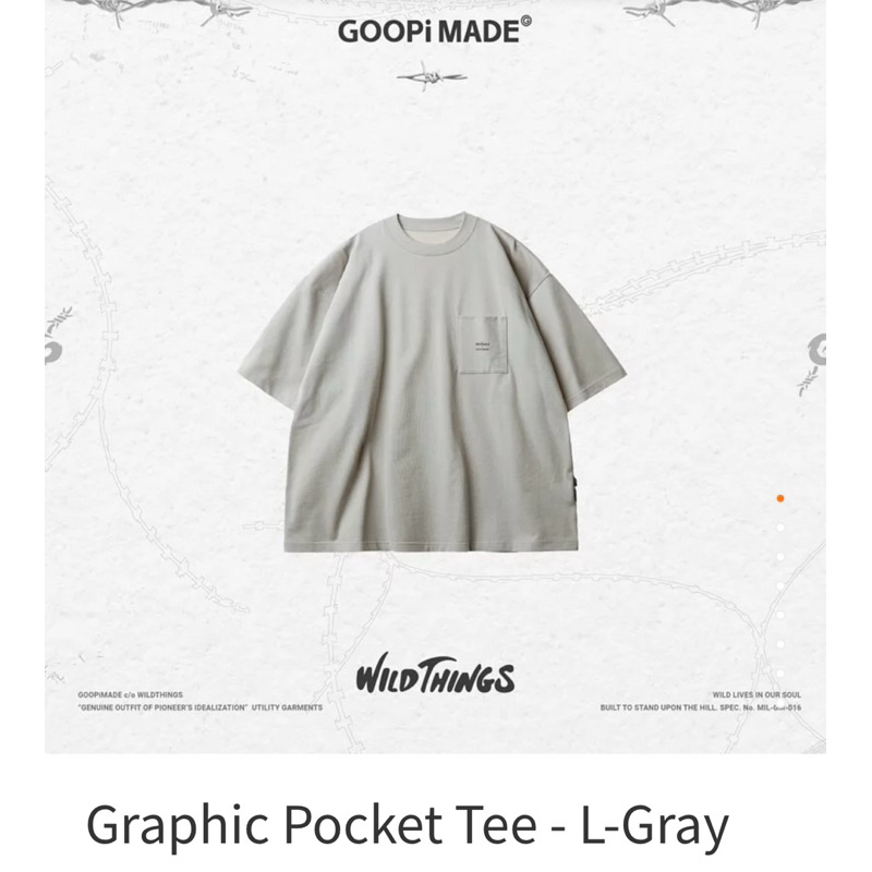 GOOPiMADE® x WILDTHINGS Graphic Pocket Tee - L-Gray 2號