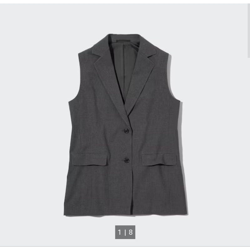 全新現貨 Uniqlo 原價1990$ 女裝 灰色 西裝 背心 L