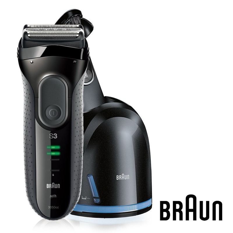 德國百靈Braun 電動刮鬍刀系列3 3050cc 套組 附清洗座 清潔液