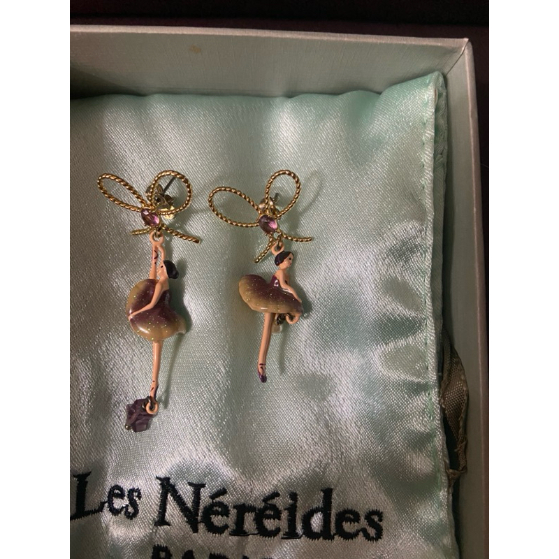 法國Les Nereides 經典芭蕾舞伶紫綠色耳環