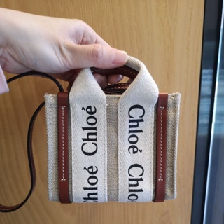 CHLOE-woody系列NANO咖啡色帆布兩用包-附防塵袋保卡說明書