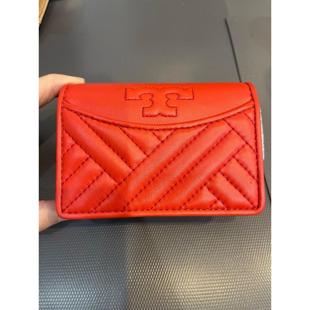 全新 Tory Burch Alexa bifold mini wallet TB 防刮小羊皮 菱格壓紋 零錢卡包