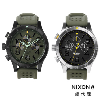 NIXON 48-20 軍綠錶帶 PU錶帶 灰色 銀色 計時碼錶 手錶 男錶 女錶 型男穿搭 石英錶 A486