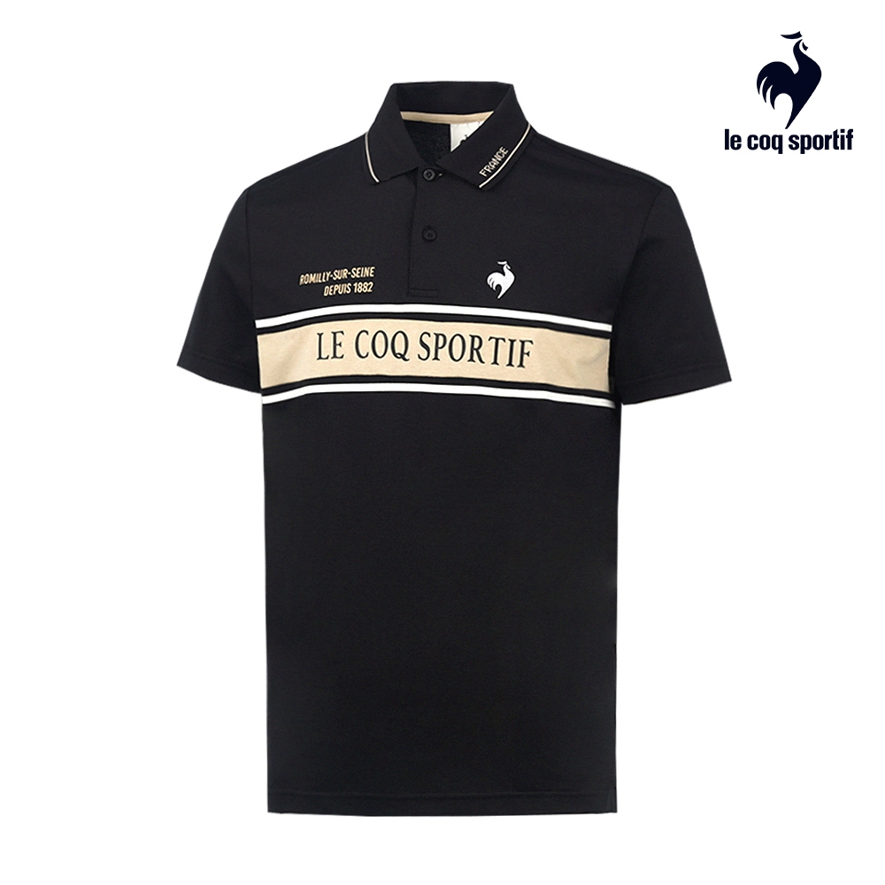 【LE COQ SPORTIF 法國公雞】休閒潮流短袖POLO衫-男款-黑色-LWT21241