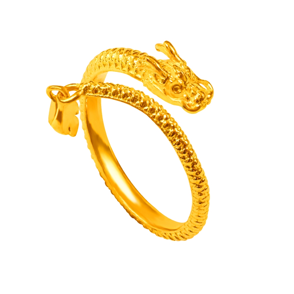 【元大珠寶】『神龍擺尾』黃金戒指 活動戒圍-純金9999國家標準2-0225