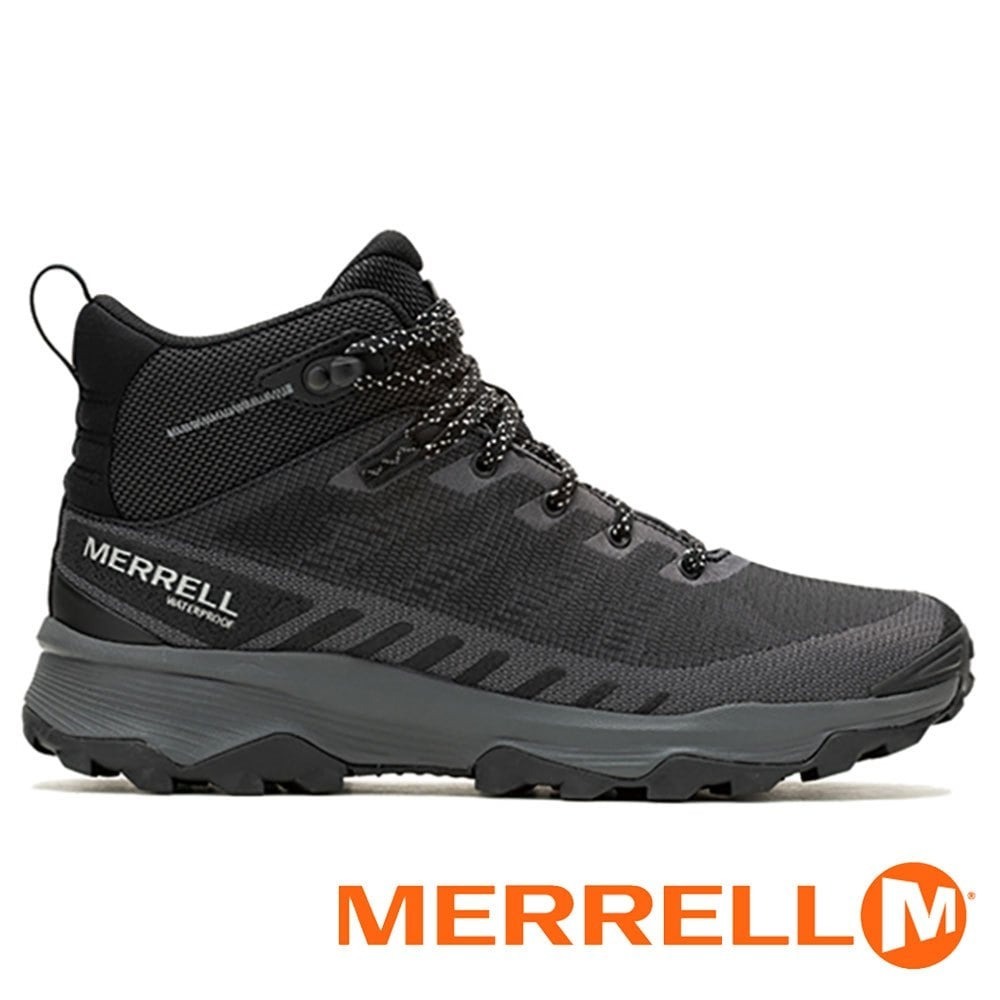 【MERRELL 美國】SPEED ECO WP男 中筒防水健行鞋『黑』037537 多功能鞋.休閒鞋.登山鞋.露營