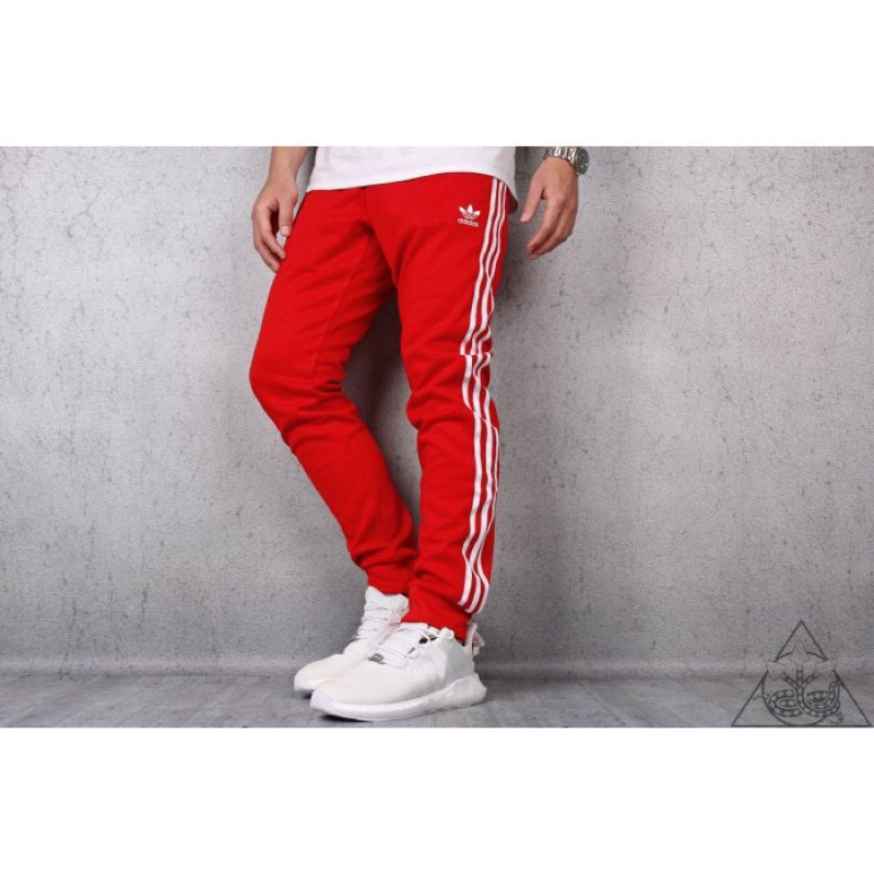 【二手絕版現貨】Adidas Superstar Track Pants 棉褲 縮口褲 運動褲 小鬼同款 紅色S號 百搭