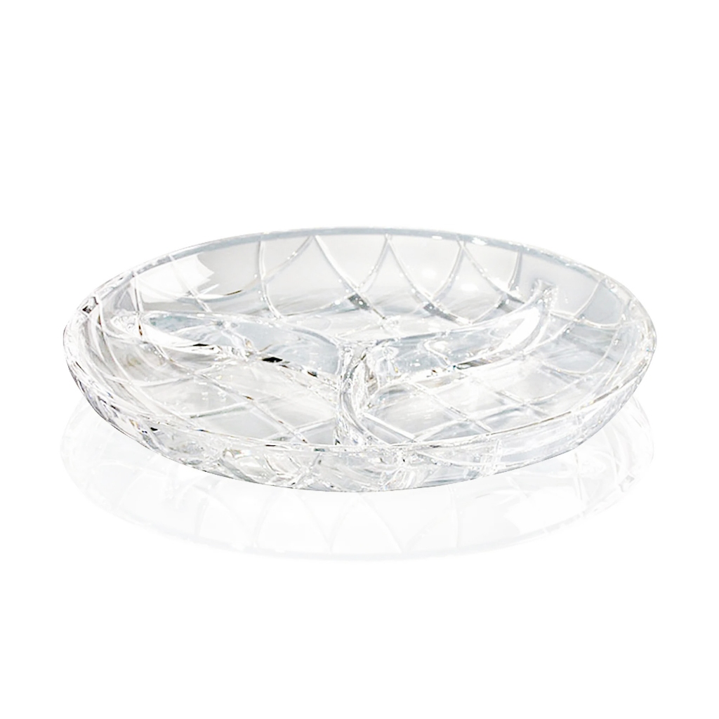 ROGASKA | 祥輝獻瑞 時尚格紋分格水晶盤 水晶 盤子 玻璃 格紋 三格 餐具 餐盤 新年 點心 分隔