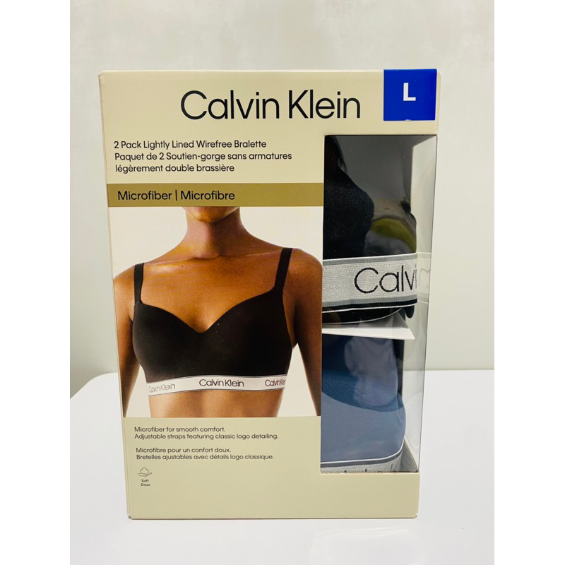 Costco 好市多 Calvin  Klein 女無鋼圈內衣  L號（黑/藍色）