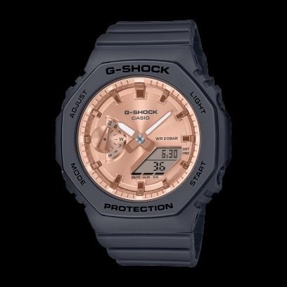 []錶子$行頭[]CASIO 卡西歐 G-SHOCK 八角形錶殼 粉紅金雙顯腕錶 - (GMA-S2100MD-1A)