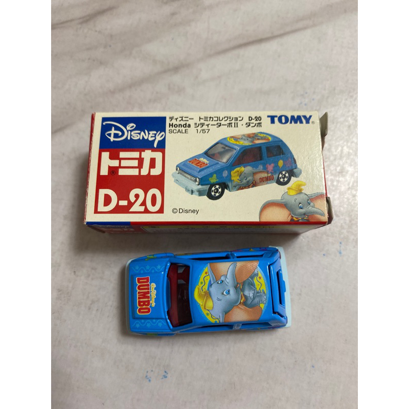 Tomica 絕版 舊藍標 中製 Disney迪士尼 D-20 Honda city turbo 小飛象（壓盒、盒損）