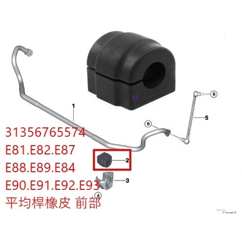 BMW 寶馬 E90 E91 E92 E84 E89 E81 E87 前部 平均桿橡皮防傾桿橡皮 31356765574