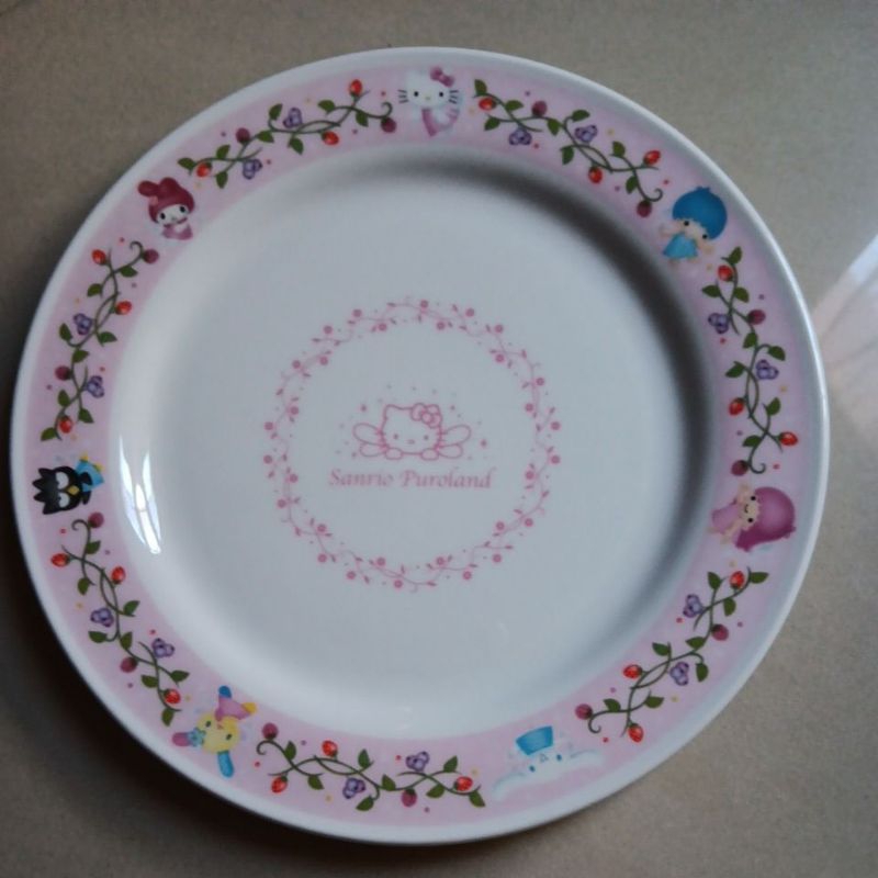 早期  2004年 日本製 Hello Kitty 美樂蒂 酷企鵝 大耳狗雙子星花小兔庫洛米餐盤  陶瓷盤  絕版珍藏