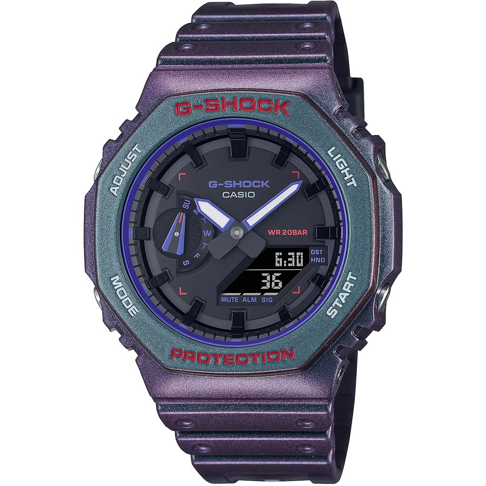 CASIO 卡西歐 G-SHOCK 電競玩家 炫彩烤漆 農家橡樹 八角手錶 GA-2100AH-6A