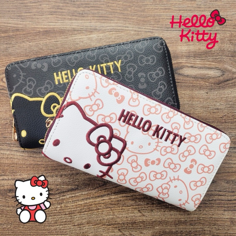 頭型刺繡長夾-凱蒂貓 HELLO KITTY 三麗鷗 Sanrio 正版授權
