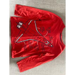 二手 童裝 H&M 太空梭 長袖 T恤 紅色 120公分 6-7歲