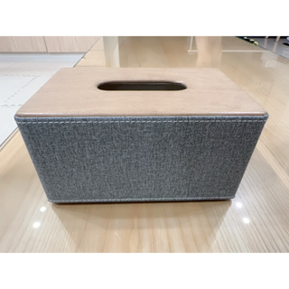 木製皮革衛生紙盒灰色（商品狀況好）