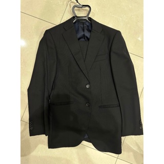 【日本西裝品牌 麻布 (AZABU) TAILOR/二手】 男裝 100%羊毛 成套西裝 (黑)