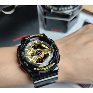 【CASIO】卡西歐 G-SHOCK系列 經典黑金重機雙顯電子錶 (黑/金 GA-110GB-1A)二手全新
