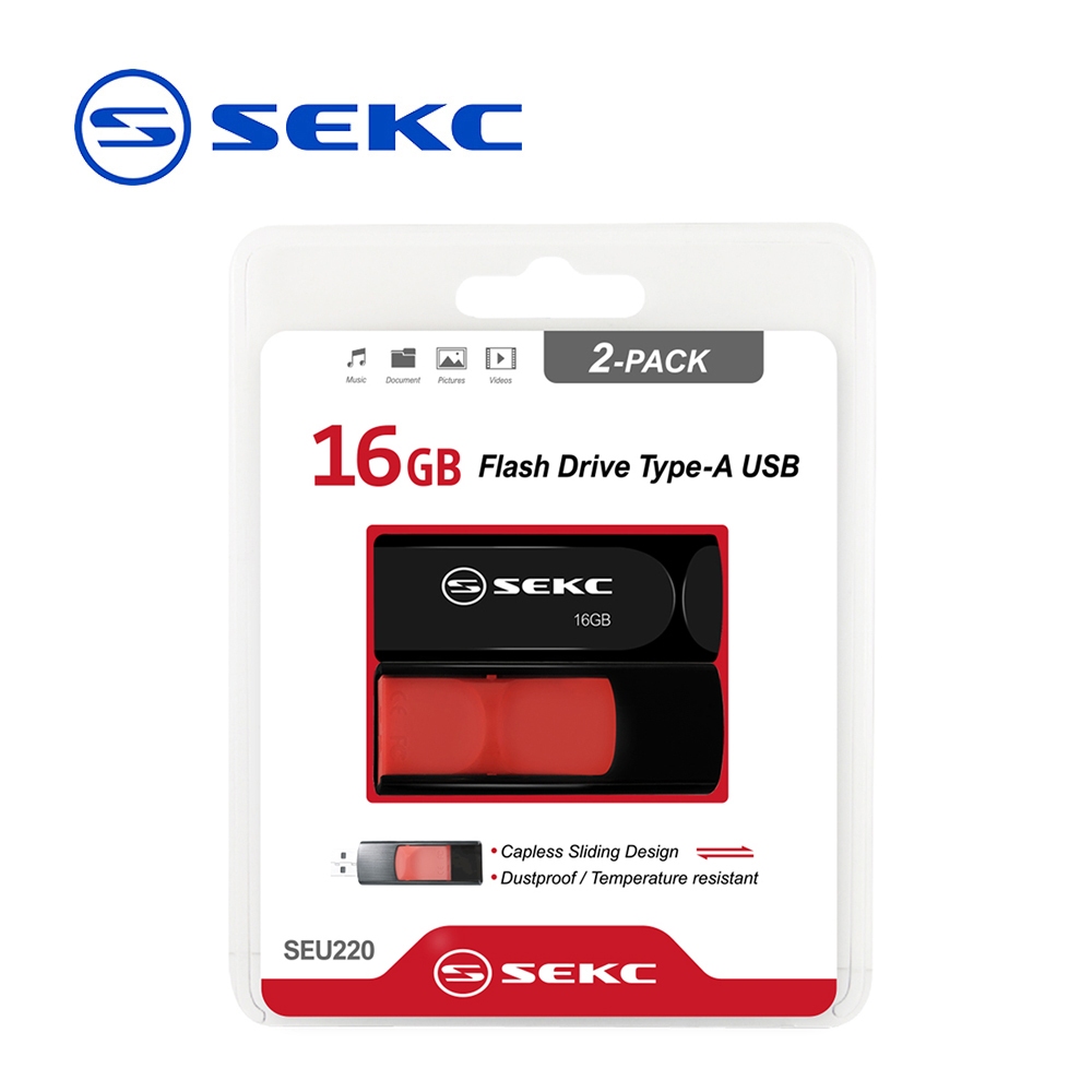 SEKC SEU220 16GB USB2.0 伸縮式隨身碟(2入包裝)